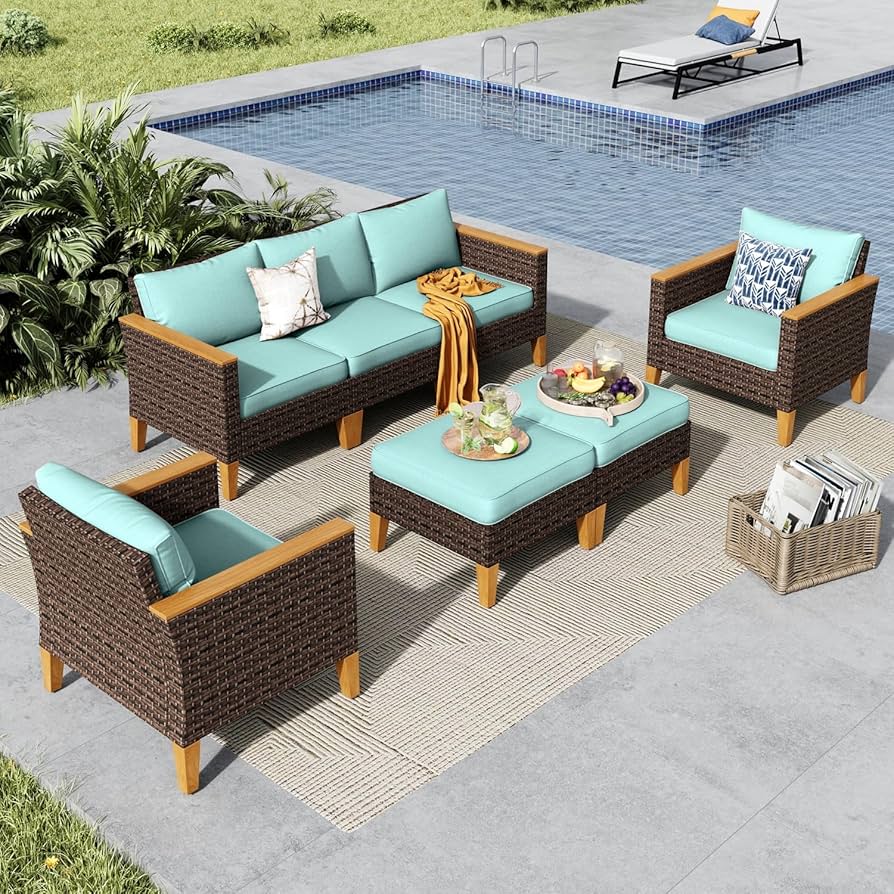 Amazon.com: MFSTUDIO 7 Piece Extra Large Wicker Patio